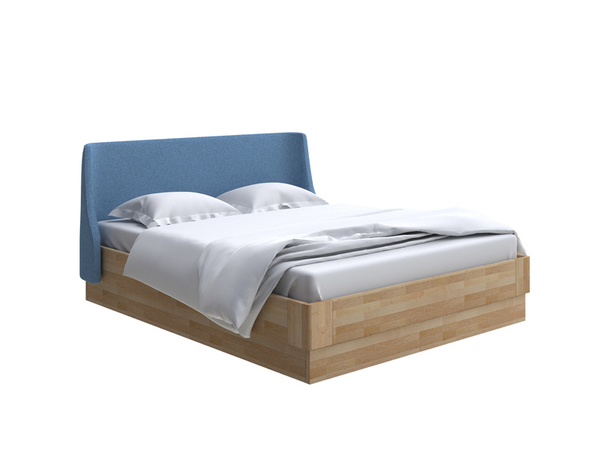 Кровать Lagom Side Wood с подъемным механизмом, Лама индиго