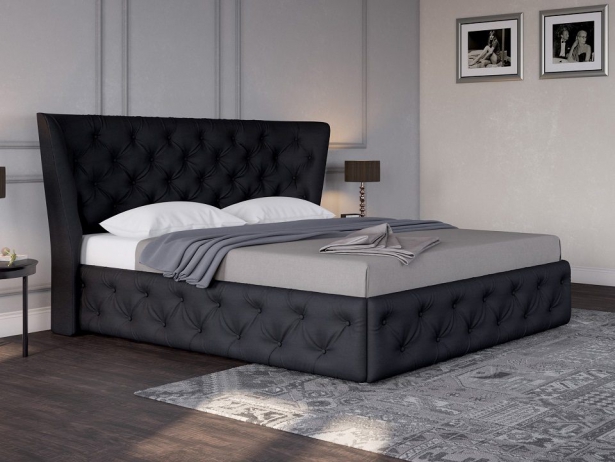 Черная кровать двуспальная Life 5 Box с подъемным механизмом