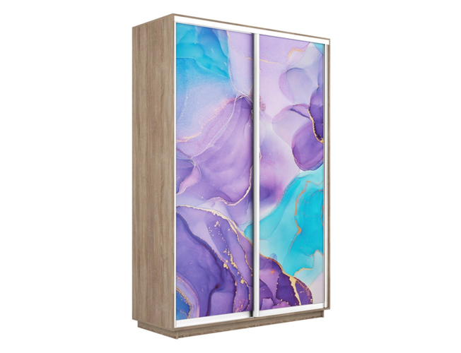 Шкаф-купе Экспресс 2-х дверный (Фото №1002 Абстракция фиолетовая), Сонома