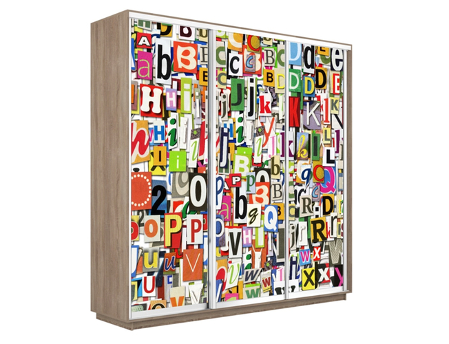 Шкаф-купе Экспресс 3-х дверный (Фото №1017 Буквы), Сонома