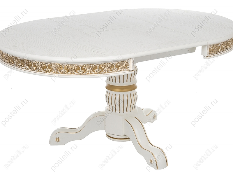 Обеденный стол Лорд молочный с золотой патиной (Арт. 406089)